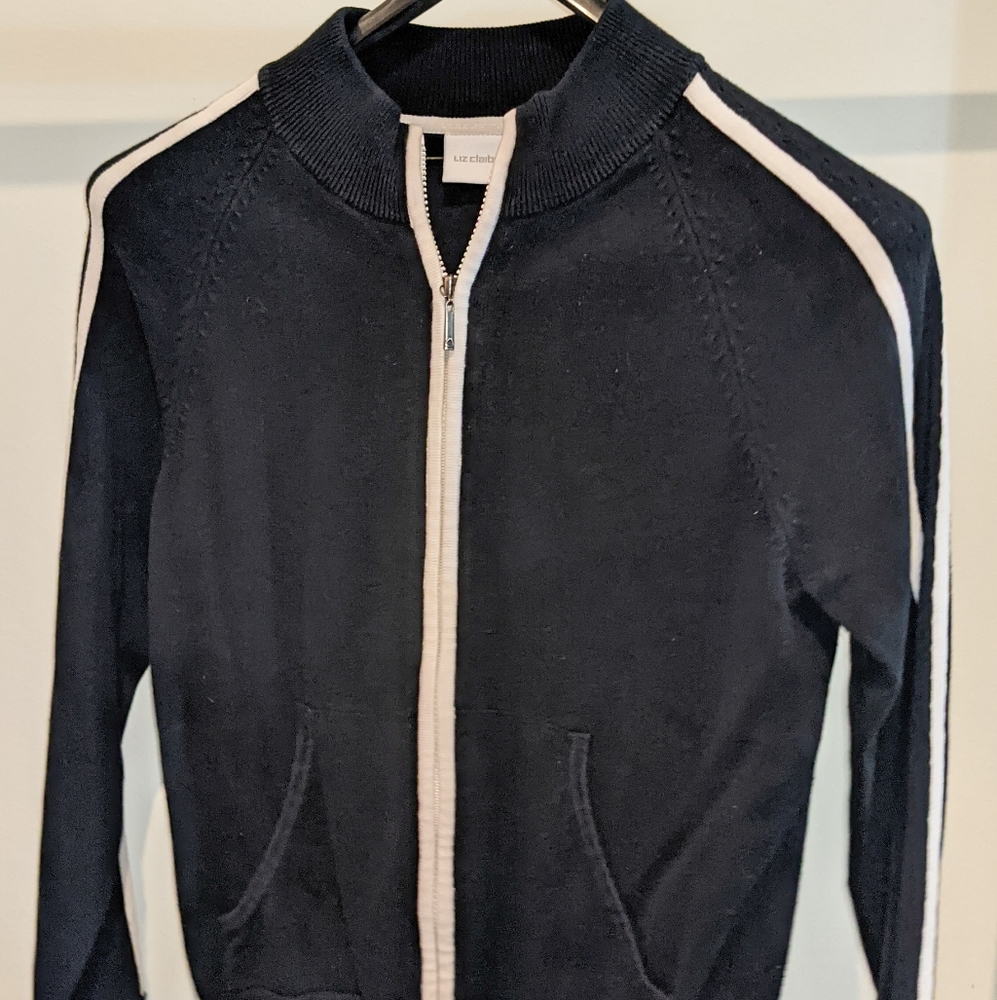 LIZ CLAIBORNE BLACK ZIP UP